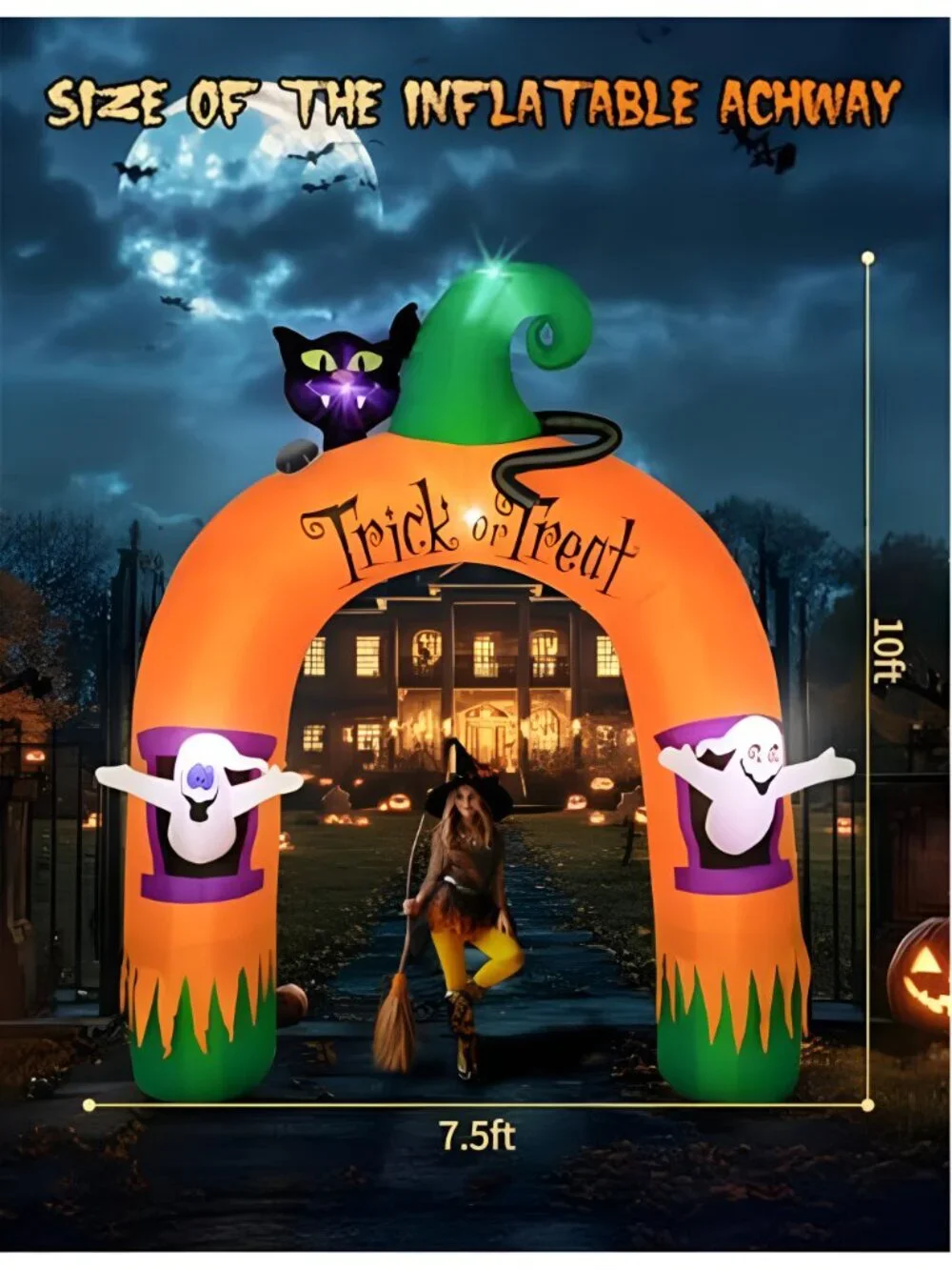 10FT Large Halloween Inflatable Archway Decoration, Halloween Blow Up Lighted